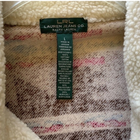 RALPH LAUREN JEANS ZIP UP CROPPED MOTO AZTEC JACKET SIZE US L - Picture 4 of 9